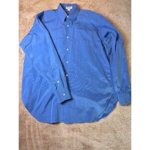 Giorgio Armani Button Up Shirt Men 16/41 Blue Long Sleeve Made In Italy Cotton